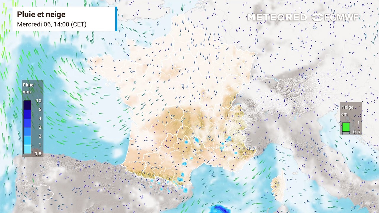 Nombreux brouillards et nuages bas en France.