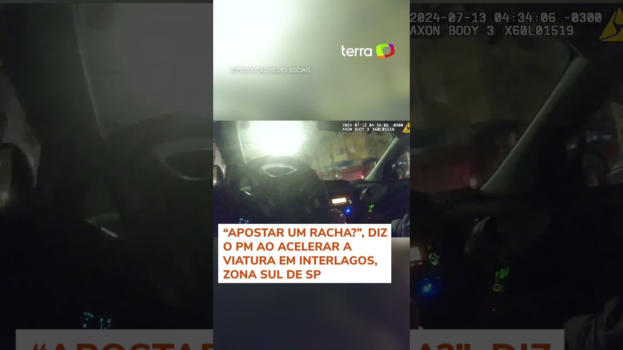PMs resolvem ‘apostar um racha’ com viatura e batem em carros estacionados em SP #shorts