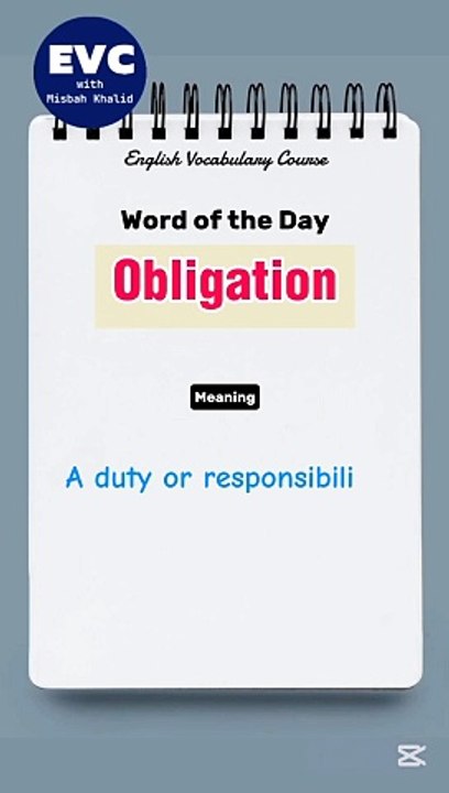 "Obligation" Meaning in English| English Vocabulary Course
