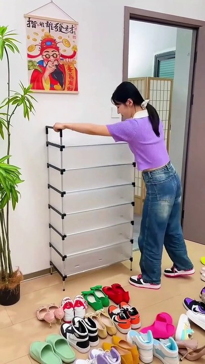 overa Hoe Rack, 5-Tier Shoe Rack, Simple Shelf, Plastic Waterproof dustproof Shelf, Entrance, Bedroom Shoes Rack (Colour : White)