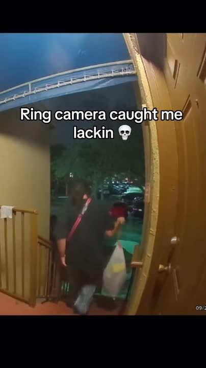 Man Falls on Stairs While Carrying Garbage Bag