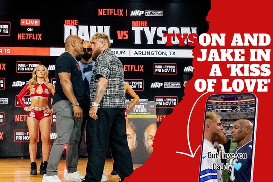 Mike Tyson and Jake Paul in 'love kiss’ in a controversial video that even seems real