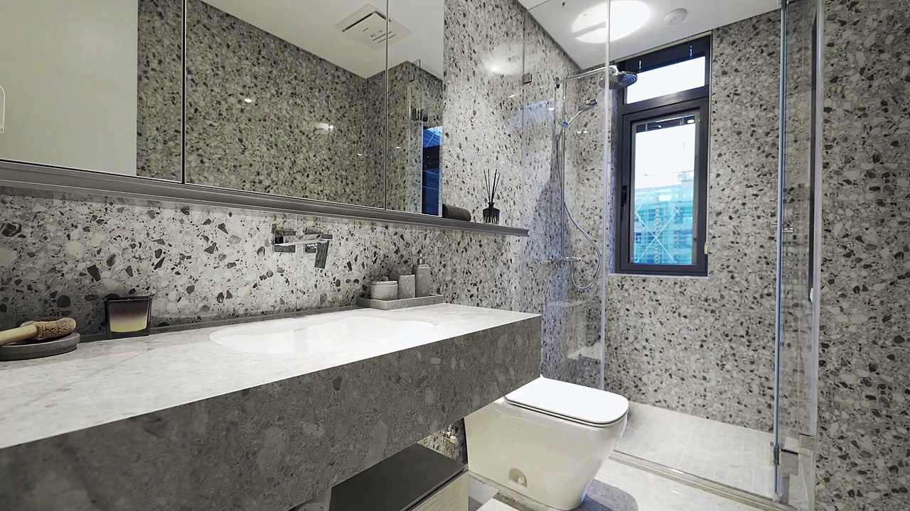 Modern Marble Bathroom with Shower
