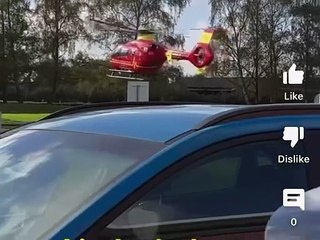 Air Ambulance landing at Gloucester Royal Hospital