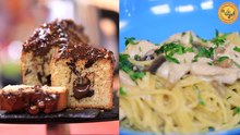 Pâtes à la crème, poulet et champignons, Cake Marbré voyage - koujinetna haka 4 EP 03