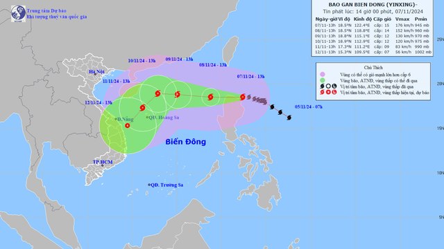 Bão Yinxing tăng cấp chóng mặt khi di chuyển về hướng Biển Đông
