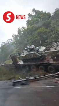 Armed Forces trailer skids on KL-Karak Highway, heavy traffic reported