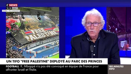 Banderole anti-Israël : Pour le journaliste sportif, Jacques Vendroux : "Il ne fait aucun doute que des stadiers sont complices. On ne peux pas déployer un tel tifo sans complicité en interne"