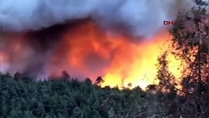 Bursa'da havanın kararması nedeniyle müdahale karadan devam ediyor