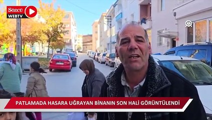 Patlamada hasara uğrayan binanın içi görüntülendi
