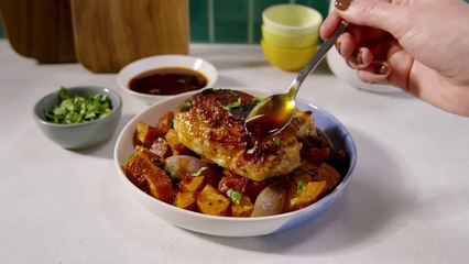 Sheet-Pan Miso Chicken & Sweet Potatoes Uses Our Favorite Viral Condiment