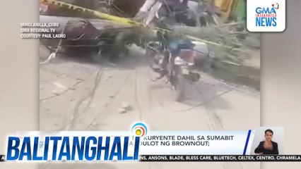 Pagkabali ng poste ng kuryente dahil sa sumabit na trailer truck, nagdulot ng brownout; driver, arestado | Balitanghali