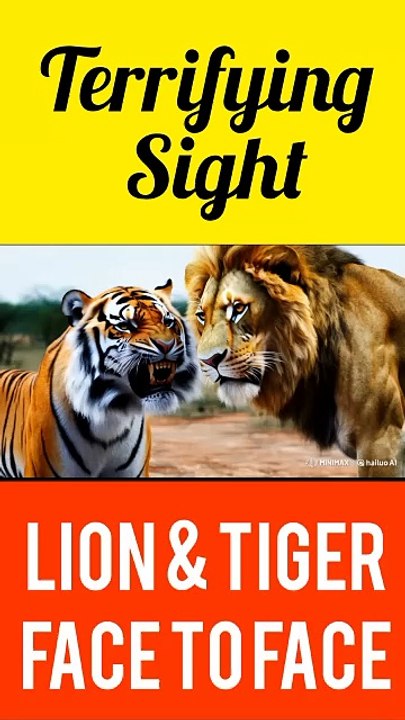 Lion and tiger battle