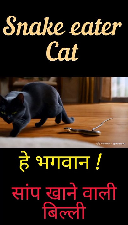 Cat swallowing a snake