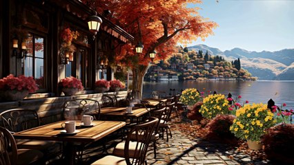 Calm Autumn Jazz Music to Relax🍂 Coffee Shop Ambience☕ ~Poetic Scenery of Falling Leaves River music