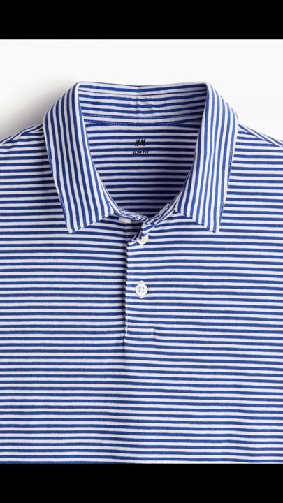 #H&M Slim Fit Polo shirt Blue/White striped Review & Styling