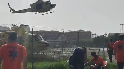 El helipuerto de Alzira recibiendo supervivientes de la DANA el miércoles 30 de octubre.