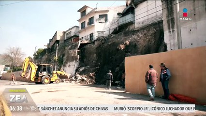 Desalojan a habitantes de Tlalnepantla por el desplome de una barda de contención