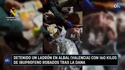 Detenido un ladrón en Albal (Valencia) con 160 kilos de ibuprofeno robados tras la DANA