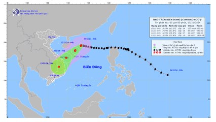 Bão số 7 cách quần đảo Hoàng Sa khoảng 335 km, giật cấp 17