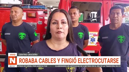 Robaba cables y al verse descubierto fingió que se electrocutaba