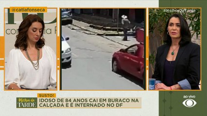 Susto! Idoso de 84 anos cai em buraco na calçada e é internado