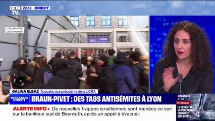 Tags contre la venue de Yaël Braun-Pivet à Lyon: "Il y a de l'antisionisme qui nourrit l'antisémitisme", affirme Galina Elbaz (Licra)
