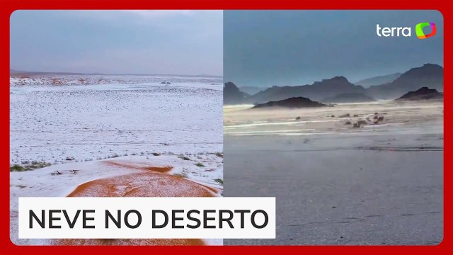 Deserto saudita fica coberto de neve pela primeira vez na história