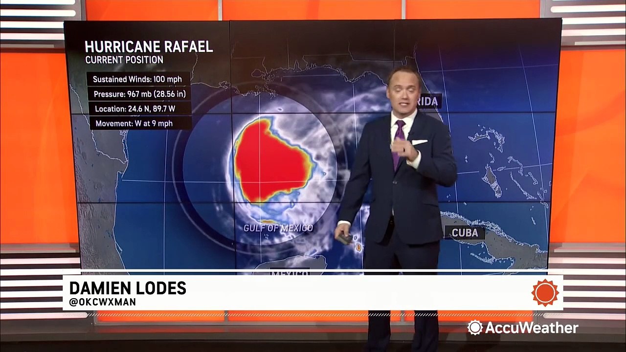 Hurricane Rafael weakening as it lingers over the Gulf of Mexico