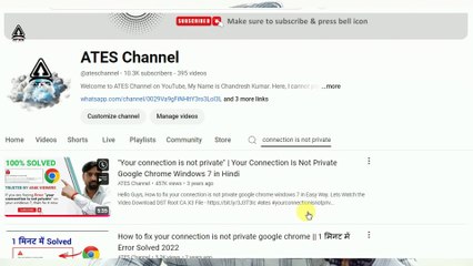 Your Connection is Not Private Google Chrome - ATES Channel