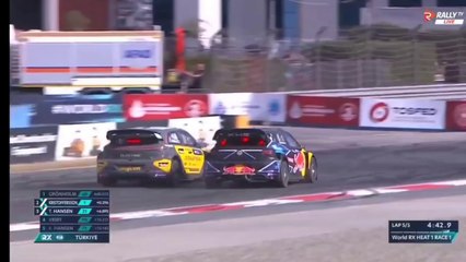 World RX 2024 Turkey Q1 Race 1 K.Hansen Veiby Collision Kristoffersson Gronholm Battle Lead
