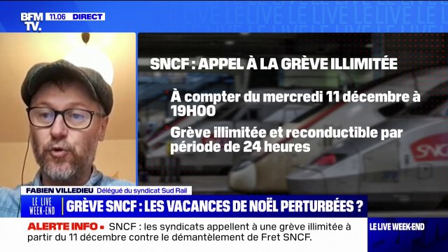 Grève SNCF: Le premier avertissement aura lieu le 21 novembre , indique Fabien Villedieu, syndicat