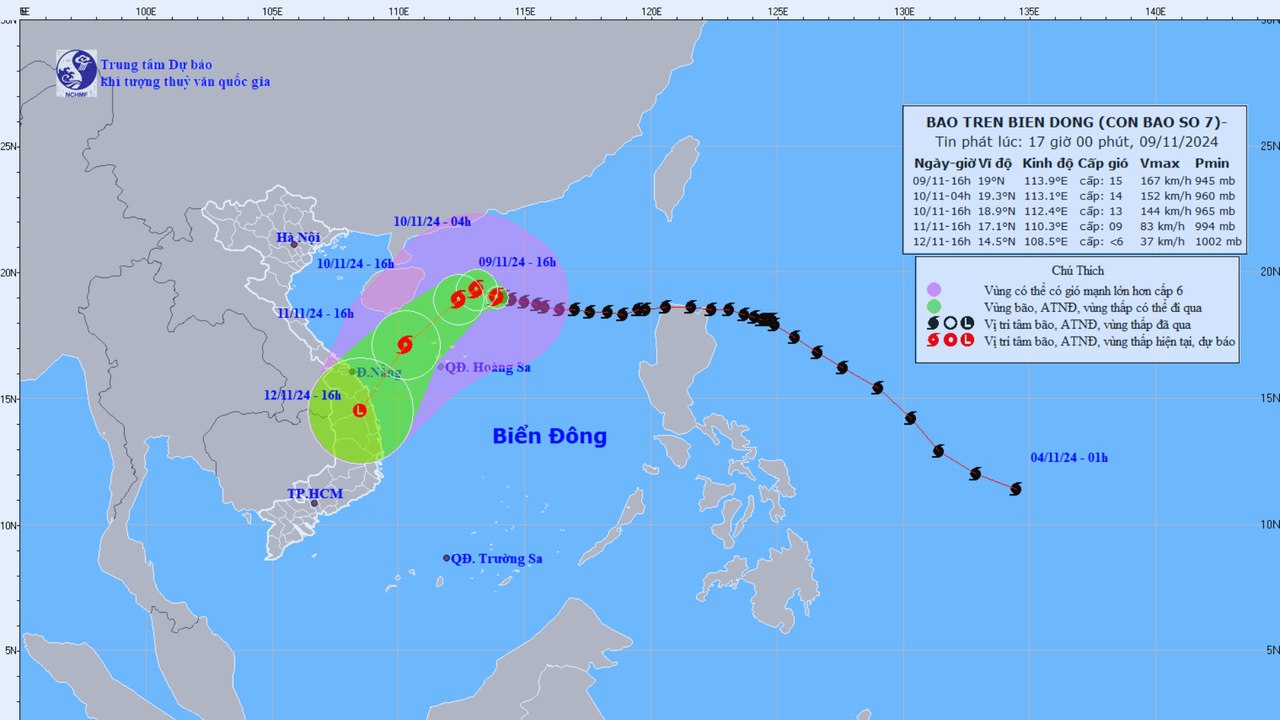 Bão số 7 tăng lên cấp 15 và suy yếu