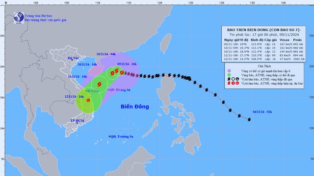 Bão số 7 tăng lên cấp 15 và suy yếu