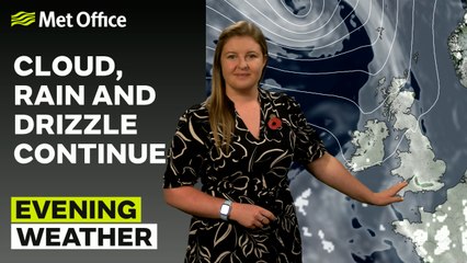 Met Office Evening Weather Forecast 09/11/24 - Cloudy and dry for most