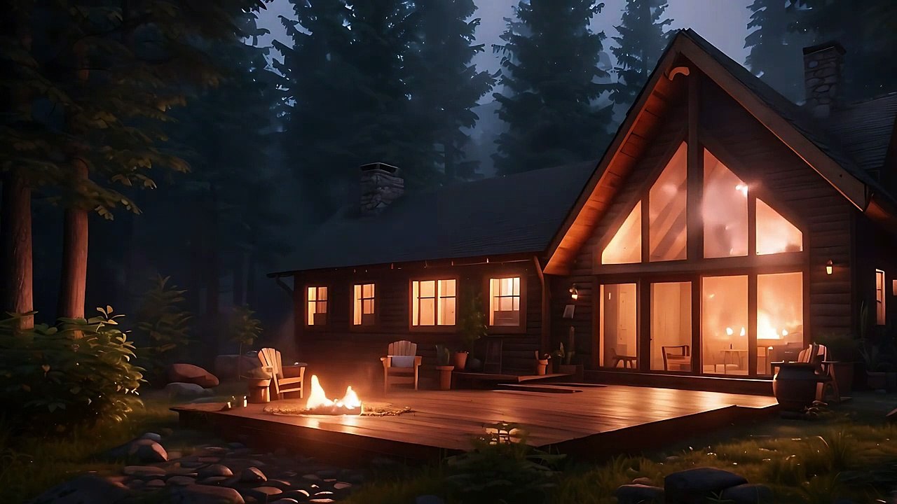 Soothing ambience with soft, relaxing music 🎵   Campfire and night sound 🌒