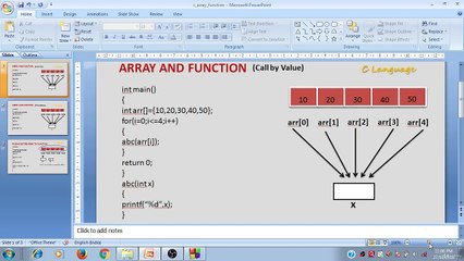 Learn Programming Technique C to Master Skills - First Program (Array with Function , Call by Value)