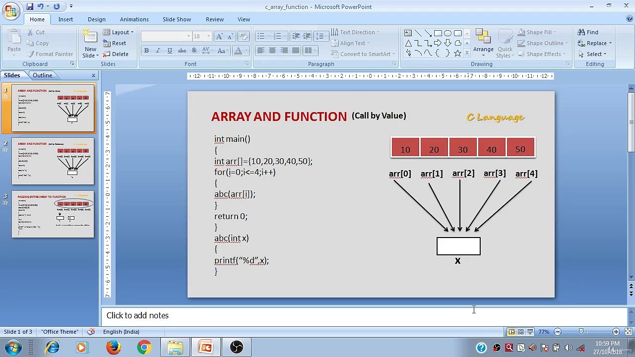 Learn Programming Technique C to Master Skills - First Program - Array with Function(Call by Value) Continue..
