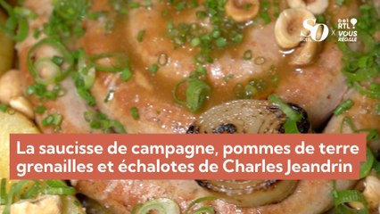 La saucisse de campagne, pommes de terre grenailles et échalotes de Charles Jeandrin