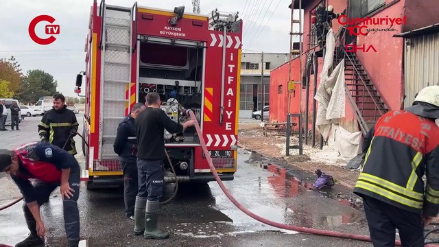 Kayseri'de sünger atölyesinde korkutan yangın!
