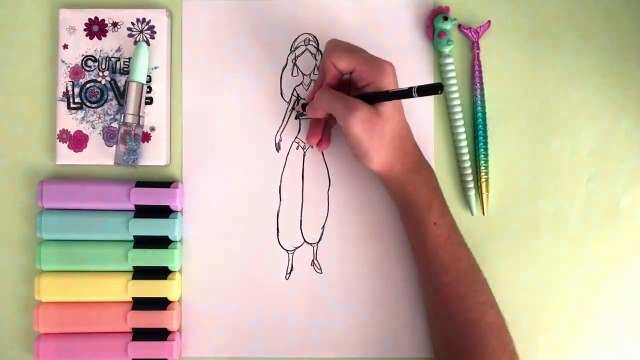 Disney Prensesi Çizimini Öğren - Kolay Renkli Çizim Eğitimi - Jasmine Çizimi Nasıl Yapılır