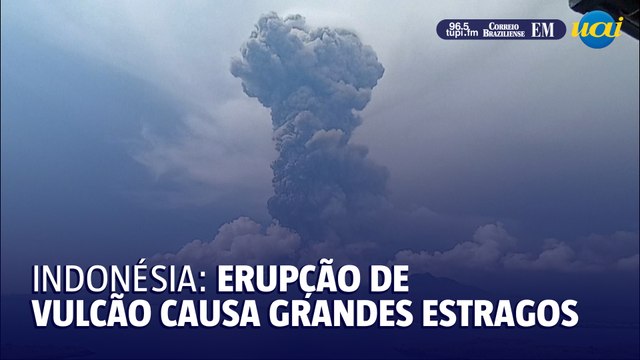 Nova erupção em vulcão na Indonésia lança enorme coluna de cinzas
