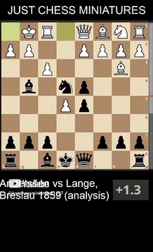 Adolf Anderssen defeats Max Lange with the Greco's checkmate