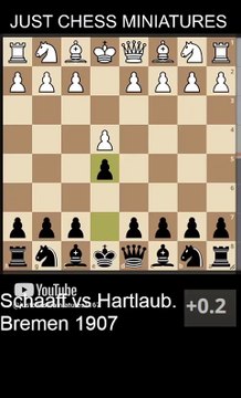 Carl Hartlaub defeats Georg Schaaff with a smothered checkmate