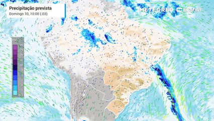 Previsão de chuvas e nebulosidade