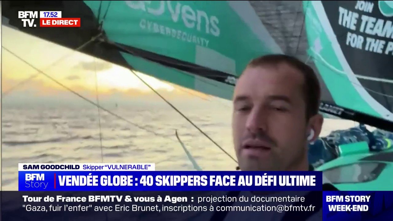 "Des moments assez uniques": Sam Goodchild, skippeur dans la course du Vendée Globe, s'exprime sur BFMTV