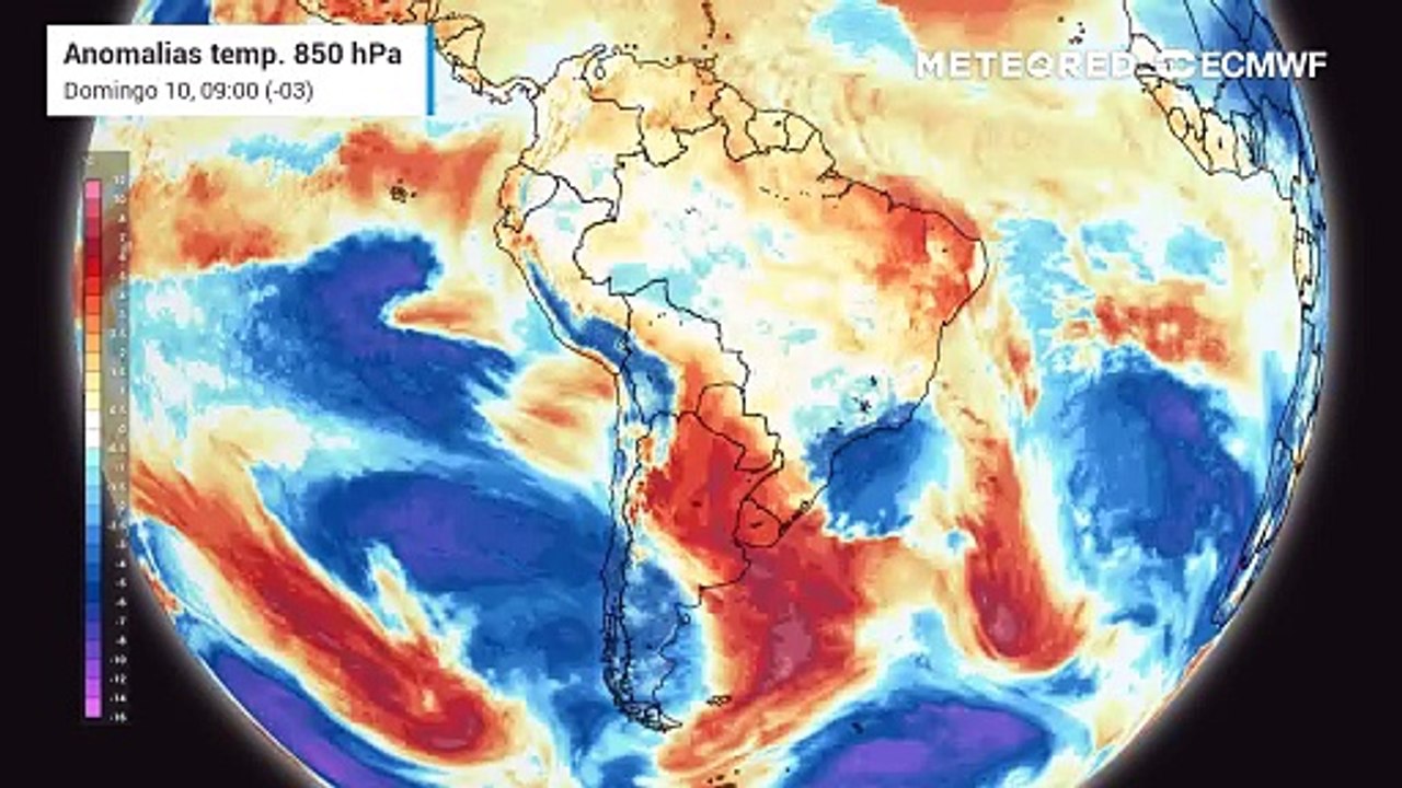 Anomalia de temperaturas em 850hPa
