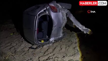 Kontrolden Çıkan Otomobil Tarlaya Devrildi, Sürücü Yaralandı