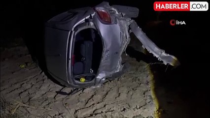 Kontrolden Çıkan Otomobil Tarlaya Devrildi, Sürücü Yaralandı