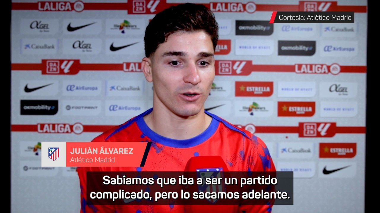 La felicidad de Giuliano Simeone y Julián Álvarez tras la victoria del Atleti en Mallorca